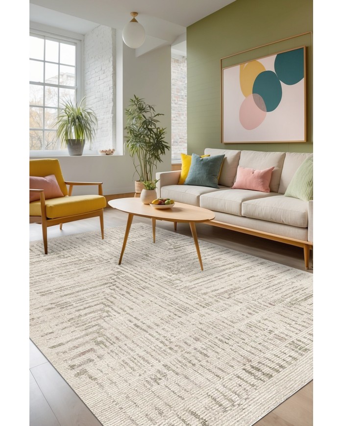 Nisay Modern Şönil Pamuk Tabanlı Yıkanabilen Kaydırmaz Antibakteriyel  Salon Halısı