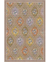 Plur Floral Desenli Pamuk Tabanlı Yıkanabilen Kaydırmaz Antibakteriyel Şönil Salon Halısı