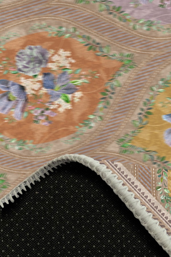 Plur Floral Desenli Pamuk Tabanlı Yıkanabilen Kaydırmaz Antibakteriyel Şönil Salon Halısı Plur Floral Desenli Pamuk Tabanlı Yıkanabilen Kaydırmaz Antibakteriyel Şönil Salon Halısı