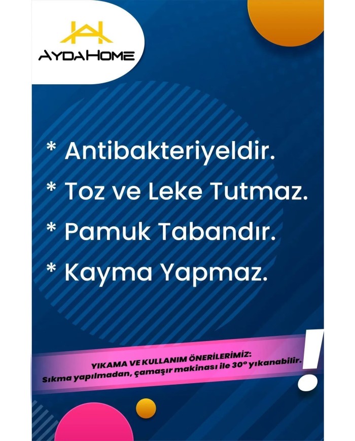 Saltes Modern Şönil Pamuk Tabanlı Yıkanabilen Kaydırmaz Antibakteriyel  Salon Halısı