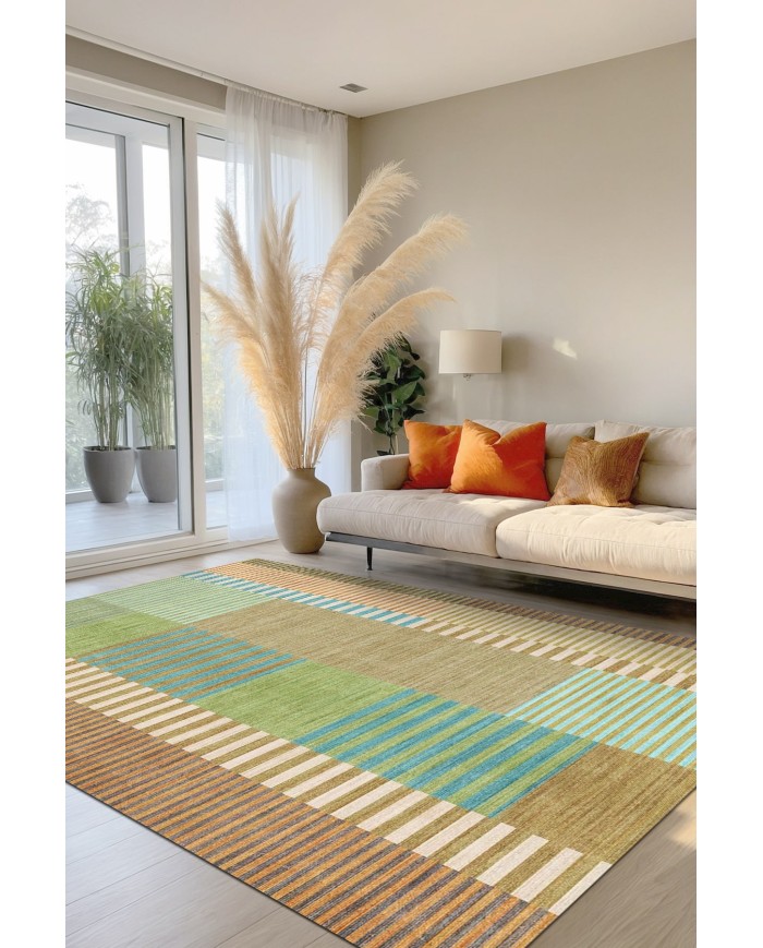 Saltes Modern Şönil Pamuk Tabanlı Yıkanabilen Kaydırmaz Antibakteriyel  Salon Halısı