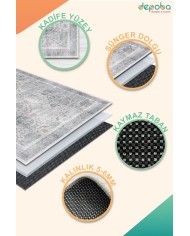 Vonno Kadife Yıkanabilir Kaymaz Pamuk Tabanlı Antibakteriyel Salon Halısı