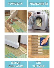 Saltes Modern Şönil Pamuk Tabanlı Yıkanabilen Kaydırmaz Antibakteriyel  Salon Halısı