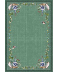 Sing Floral Desenli Pamuk Tabanlı Yıkanabilen Kaydırmaz Antibakteriyel Şönil Salon Halısı