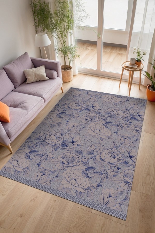 Sunikas Floral Desenli Pamuk Tabanlı Yıkanabilen Kaydırmaz Antibakteriyel Şönil Salon Halısı Sunikas Floral Desenli Pamuk Tabanlı Yıkanabilen Kaydırmaz Antibakteriyel Şönil Salon Halısı