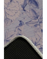 Sunikas Floral Desenli Pamuk Tabanlı Yıkanabilen Kaydırmaz Antibakteriyel Şönil Salon Halısı