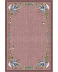 Yase Floral Desenli Pamuk Tabanlı Yıkanabilen Kaydırmaz Antibakteriyel Şönil Salon Halısı