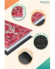 Zaren Kadife Yıkanabilir Kaymaz Pamuk Tabanlı Antibakteriyel Salon Halısı