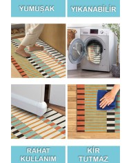 Melesna Modern Şönil Pamuk Tabanlı Yıkanabilen Kaydırmaz Antibakteriyel  Salon Halısı