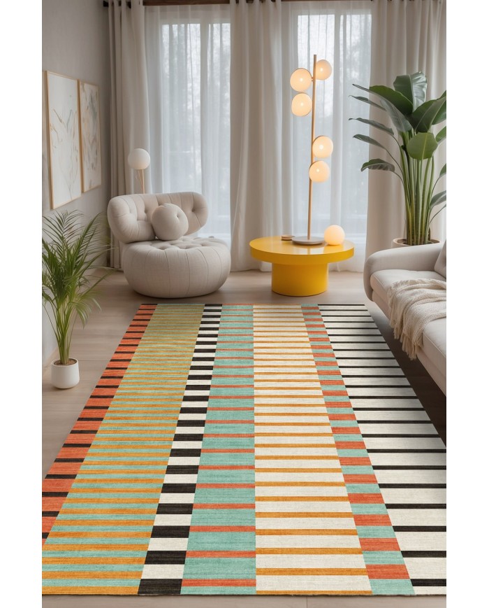 Melesna Modern Şönil Pamuk Tabanlı Yıkanabilen Kaydırmaz Antibakteriyel  Salon Halısı