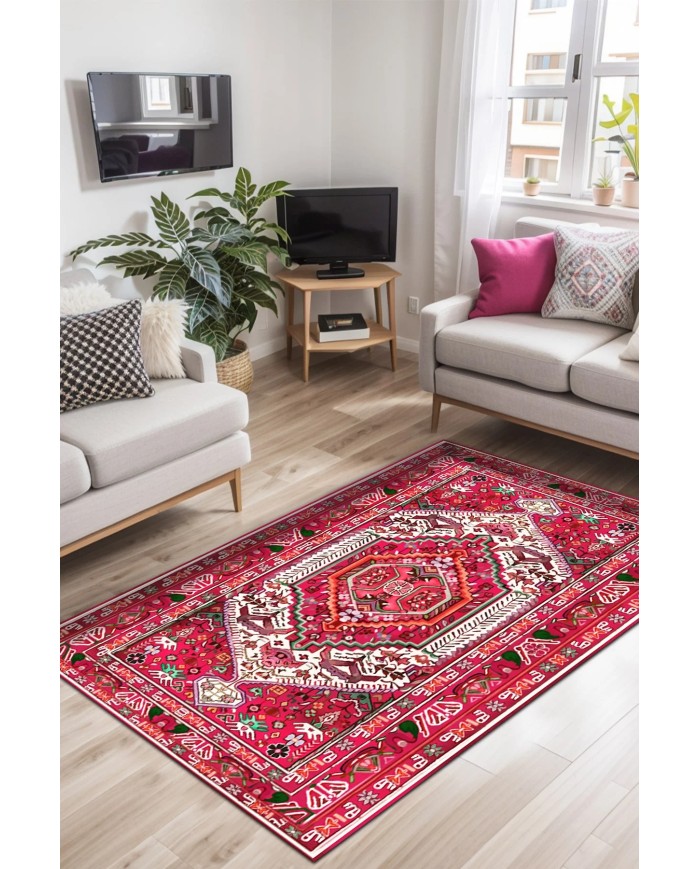 Zaren Kadife Yıkanabilir Kaymaz Pamuk Tabanlı Antibakteriyel Salon Halısı