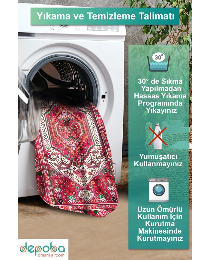 Zaren Kadife Yıkanabilir Kaymaz Pamuk Tabanlı Antibakteriyel Salon Halısı
