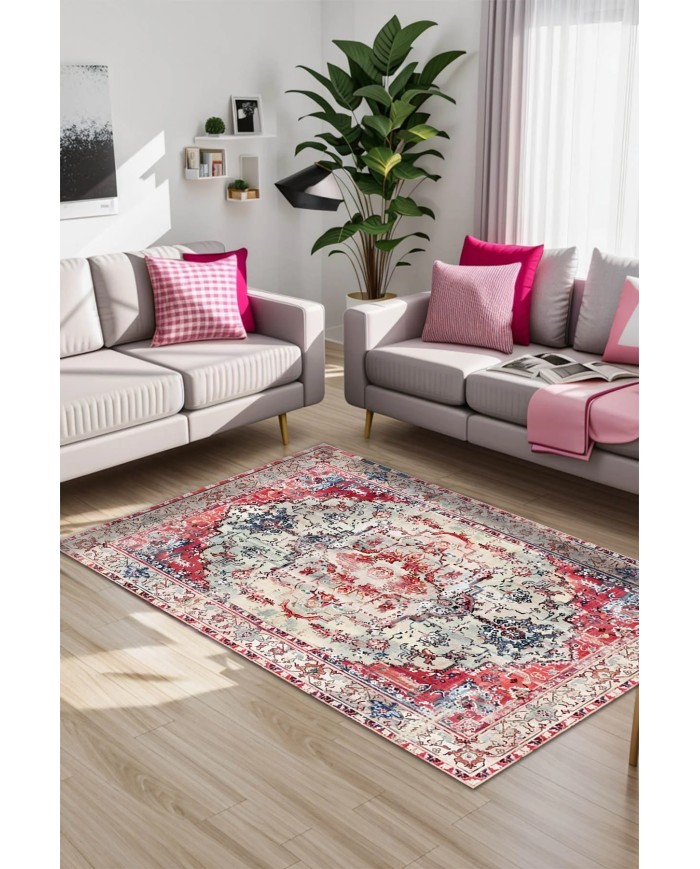 Zonya Kadife Yıkanabilir Kaymaz Pamuk Tabanlı Antibakteriyel Salon Halısı