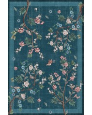 Sobesli Floral Desenli Pamuk Tabanlı Yıkanabilen Kaydırmaz Antibakteriyel Şönil Salon Halısı