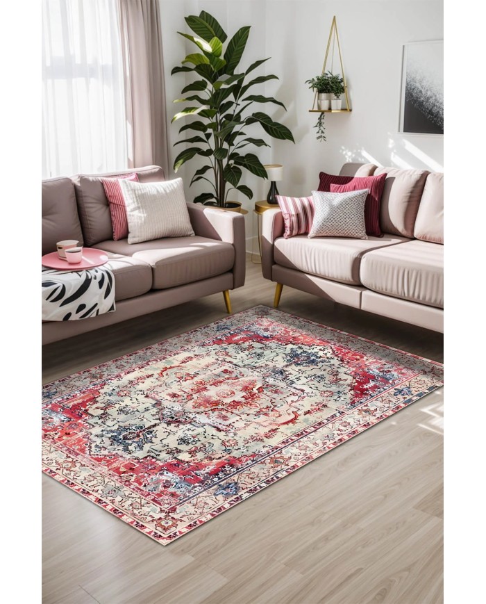 Zonya Kadife Yıkanabilir Kaymaz Pamuk Tabanlı Antibakteriyel Salon Halısı