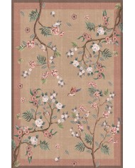 Sumsey Floral Desenli Pamuk Tabanlı Yıkanabilen Kaydırmaz Antibakteriyel Şönil Salon Halısı