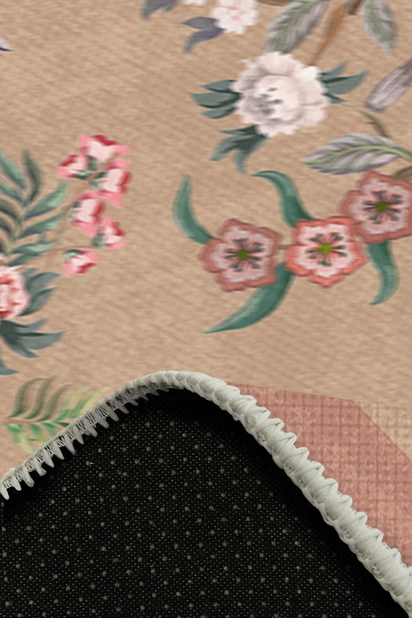 Sumsey Floral Desenli Pamuk Tabanlı Yıkanabilen Kaydırmaz Antibakteriyel Şönil Salon Halısı Sumsey Floral Desenli Pamuk Tabanlı Yıkanabilen Kaydırmaz Antibakteriyel Şönil Salon Halısı