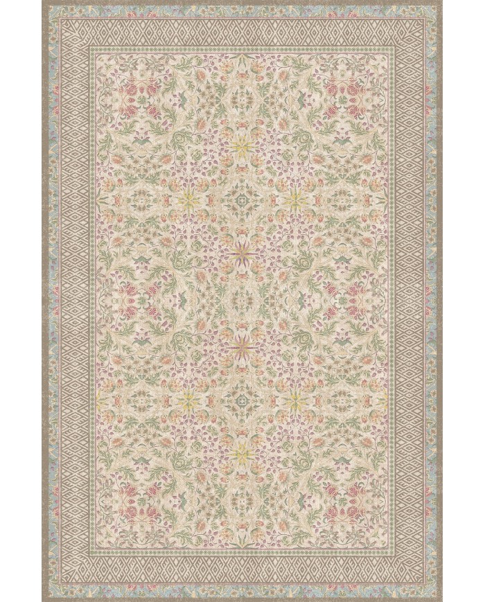 Nesar Çiçek Desenli Pamuk Tabanlı Kaydırmaz Halı