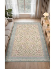 Saral Çiçek Desenli Pamuk Tabanlı Kaydırmaz Halı