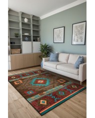 Viesta Modern Kadife Desenli Pamuk Tabanlı Yıkanabilen Kaydırmaz Antibakteriyel Salon Halısı