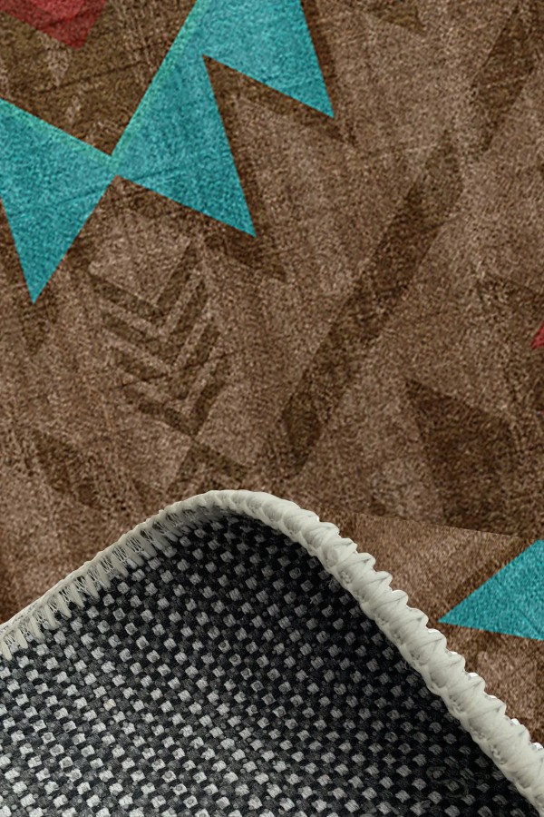 Viesta Modern Kadife Desenli Pamuk Tabanlı Yıkanabilen Kaydırmaz Antibakteriyel Salon Halısı