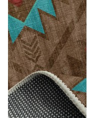 Viesta Modern Kadife Desenli Pamuk Tabanlı Yıkanabilen Kaydırmaz Antibakteriyel Salon Halısı