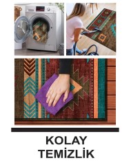 Viesta Modern Kadife Desenli Pamuk Tabanlı Yıkanabilen Kaydırmaz Antibakteriyel Salon Halısı