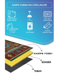 Viesta Modern Kadife Desenli Pamuk Tabanlı Yıkanabilen Kaydırmaz Antibakteriyel Salon Halısı