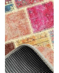 Korn Patchwork Kadife Desenli Pamuk Taban Kaymaz Yıkanabilen Antibakteriyel Yolluk