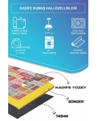 Korn Patchwork Kadife Desenli Pamuk Taban Kaymaz Yıkanabilen Antibakteriyel Yolluk