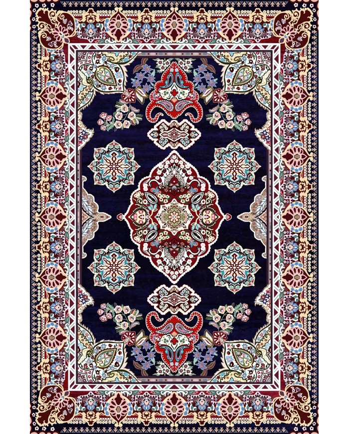 Perlan Modern Kadife Desenli Pamuk Tabanlı Yıkanabilen Kaydırmaz Antibakteriyel Salon Halısı