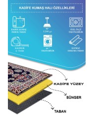 Perlan Modern Kadife Desenli Pamuk Tabanlı Yıkanabilen Kaydırmaz Antibakteriyel Salon Halısı