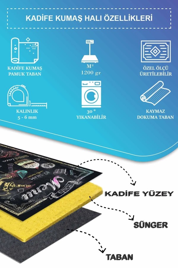Elise Modern Kadife Desenli Pamuk Tabanlı Yıkanabilen Kaydırmaz Antibakteriyel Mutfak Halısı Elise Modern Kadife Desenli Pamuk Tabanlı Yıkanabilen Kaydırmaz Antibakteriyel Mutfak Halısı