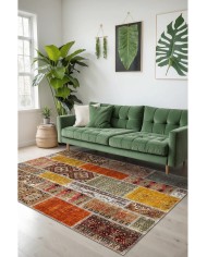 Zaha Modern Kadife Desenli Pamuk Tabanlı Yıkanabilen Kaydırmaz Antibakteriyel Salon Halısı