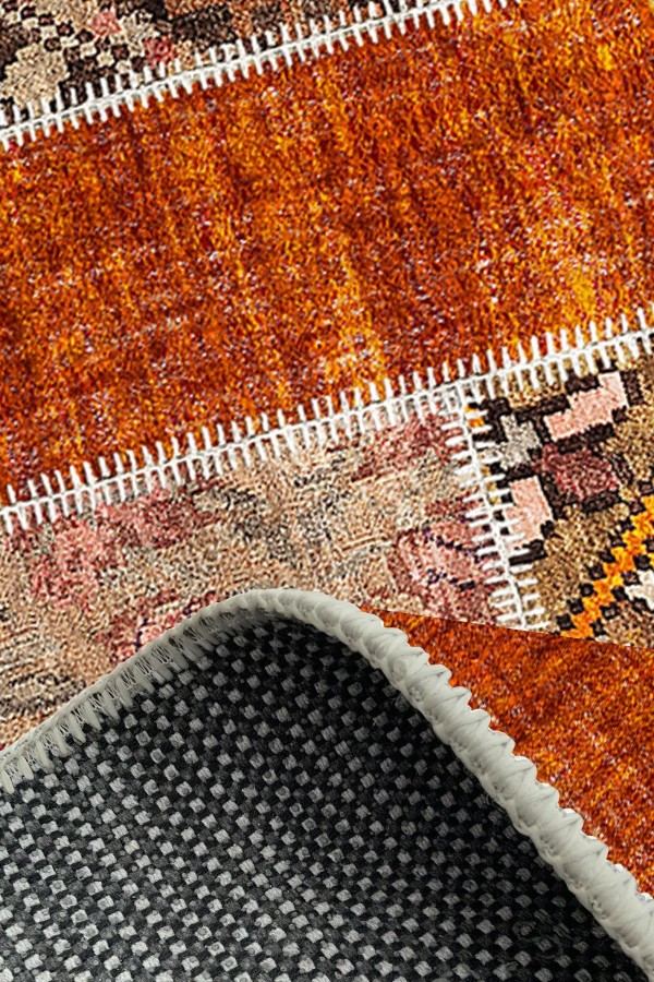 Zaha Modern Kadife Desenli Pamuk Tabanlı Yıkanabilen Kaydırmaz Antibakteriyel Salon Halısı