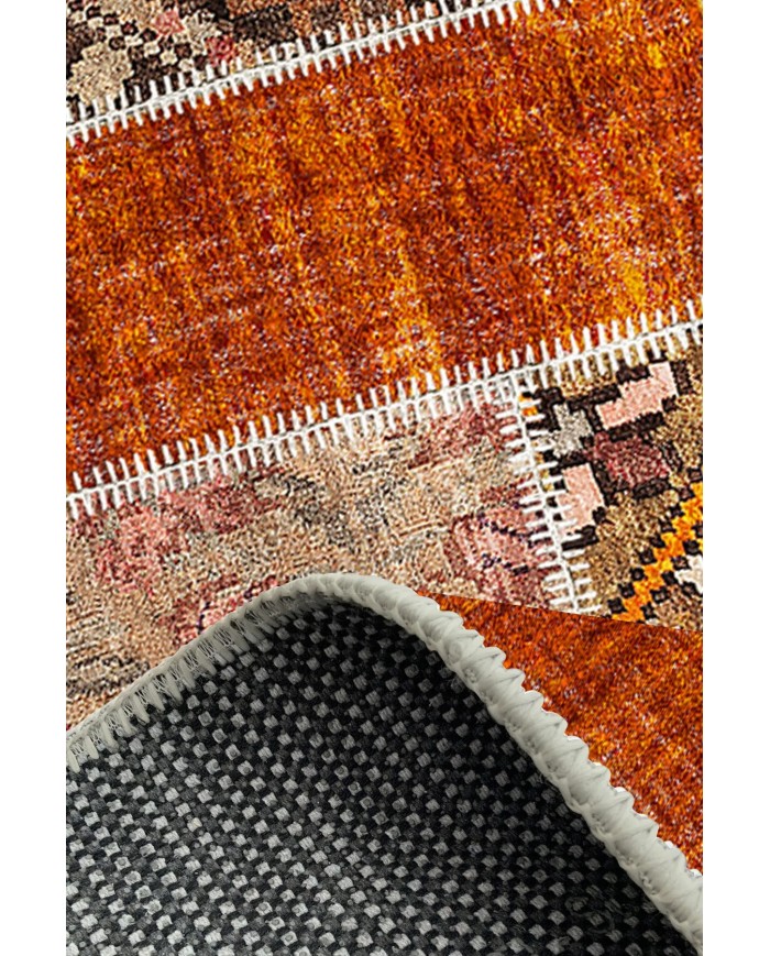 Zaha Modern Kadife Desenli Pamuk Tabanlı Yıkanabilen Kaydırmaz Antibakteriyel Salon Halısı