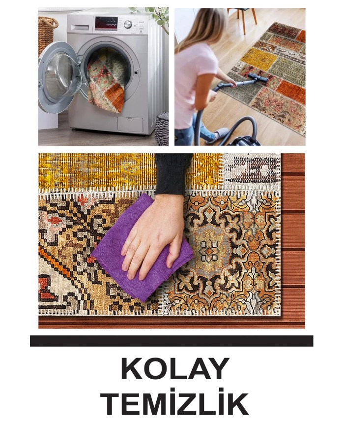 Zaha Modern Kadife Desenli Pamuk Tabanlı Yıkanabilen Kaydırmaz Antibakteriyel Salon Halısı