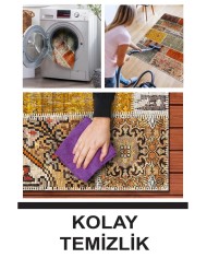 Zaha Modern Kadife Desenli Pamuk Tabanlı Yıkanabilen Kaydırmaz Antibakteriyel Salon Halısı