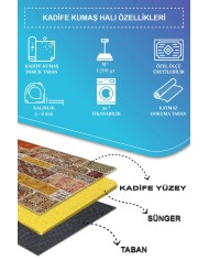 Zaha Modern Kadife Desenli Pamuk Tabanlı Yıkanabilen Kaydırmaz Antibakteriyel Salon Halısı