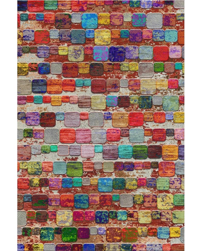 Trop Modern Kadife Desenli Pamuk Tabanlı Yıkanabilen Kaydırmaz Antibakteriyel Salon Halısı