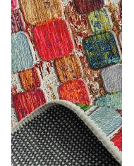 Trop Modern Kadife Desenli Pamuk Tabanlı Yıkanabilen Kaydırmaz Antibakteriyel Salon Halısı