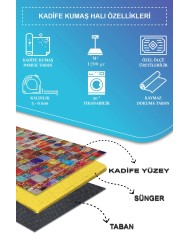 Trop Modern Kadife Desenli Pamuk Tabanlı Yıkanabilen Kaydırmaz Antibakteriyel Salon Halısı