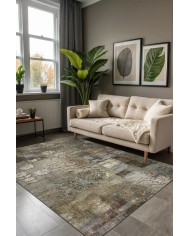 Gurma Modern Kadife Desenli Pamuk Tabanlı Yıkanabilen Kaydırmaz Antibakteriyel Salon Halısı