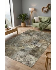 Gurma Modern Kadife Desenli Pamuk Tabanlı Yıkanabilen Kaydırmaz Antibakteriyel Salon Halısı