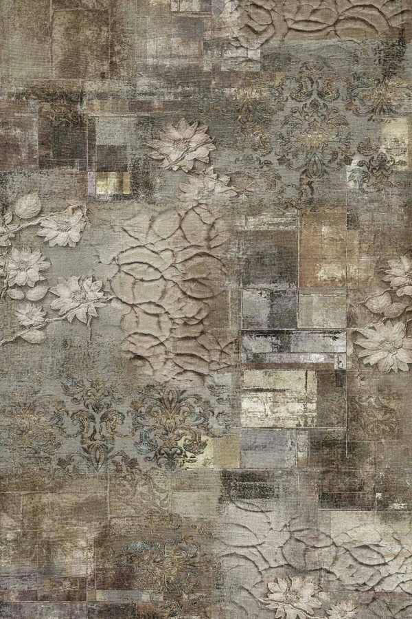 Gurma Modern Kadife Desenli Pamuk Tabanlı Yıkanabilen Kaydırmaz Antibakteriyel Salon Halısı