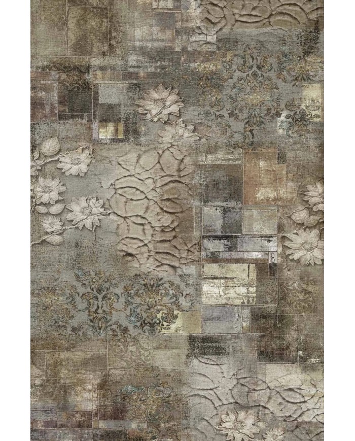 Gurma Modern Kadife Desenli Pamuk Tabanlı Yıkanabilen Kaydırmaz Antibakteriyel Salon Halısı