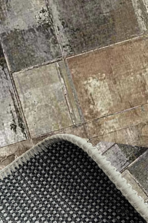 Gurma Modern Kadife Desenli Pamuk Tabanlı Yıkanabilen Kaydırmaz Antibakteriyel Salon Halısı