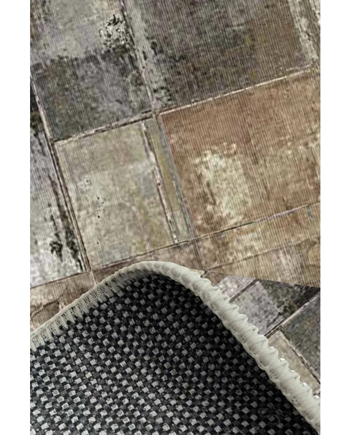 Gurma Modern Kadife Desenli Pamuk Tabanlı Yıkanabilen Kaydırmaz Antibakteriyel Salon Halısı