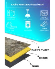 Gurma Modern Kadife Desenli Pamuk Tabanlı Yıkanabilen Kaydırmaz Antibakteriyel Salon Halısı