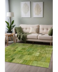 Berta Modern Kadife Desenli Pamuk Tabanlı Yıkanabilen Kaydırmaz Antibakteriyel Salon Halısı